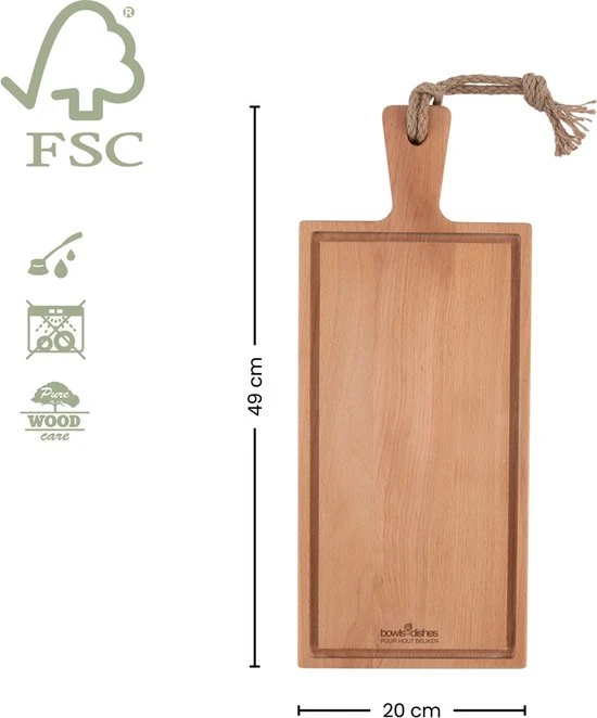Beuken Steakplank 49 X 20 X 2 Cm 4 Beuken Steakplank 49 X 20 X 2 Cm - Afbeelding 2