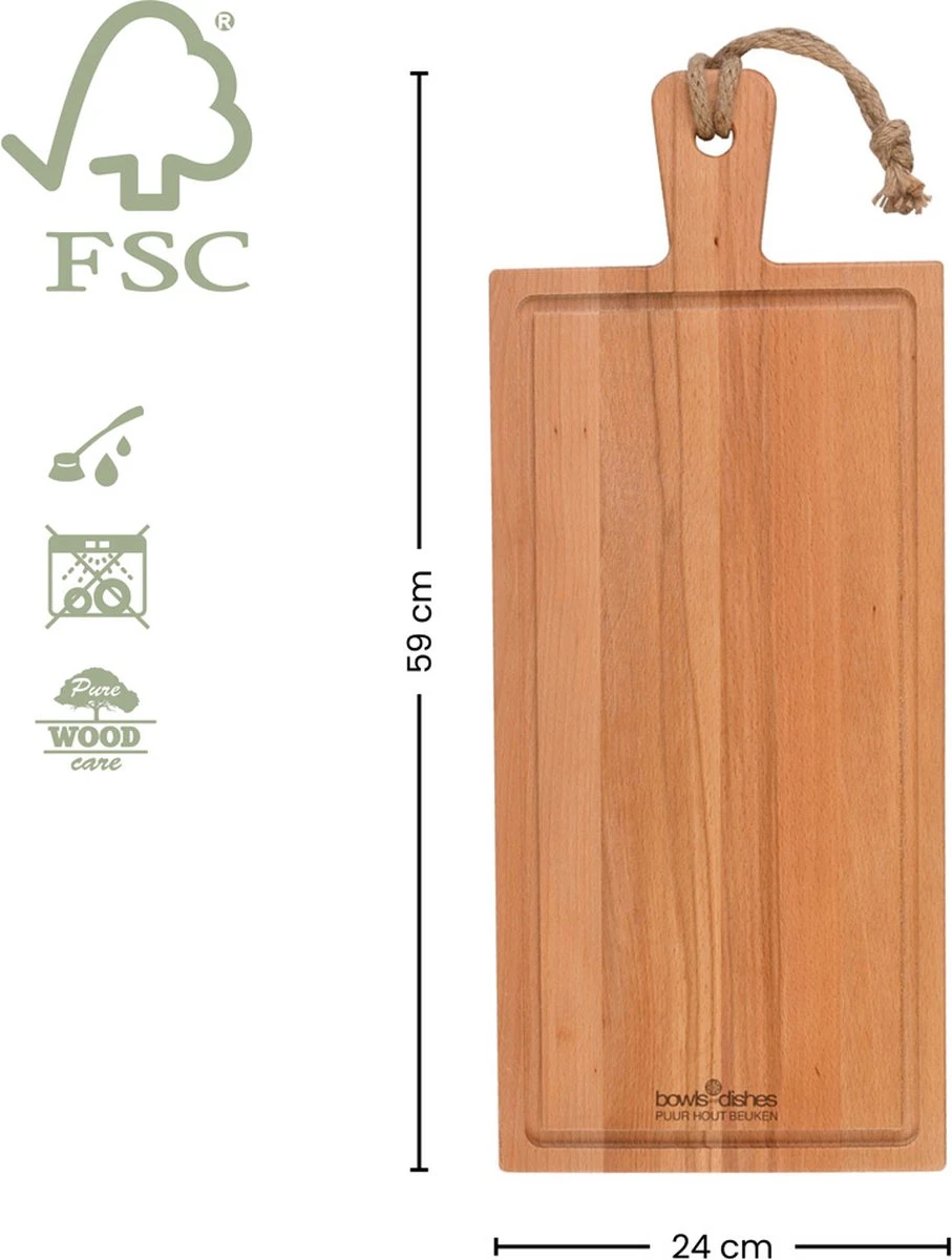 Beuken Steakplank 59 X 24 X 2 Cm 4 Beuken Steakplank 59 X 24 X 2 Cm - Afbeelding 2