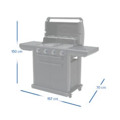 Campingaz Bbq 4 Series Onyx S -Barbecue-Uitrusting Campingaz Gasbarbecue 4 Series Onyx S afmetingen open