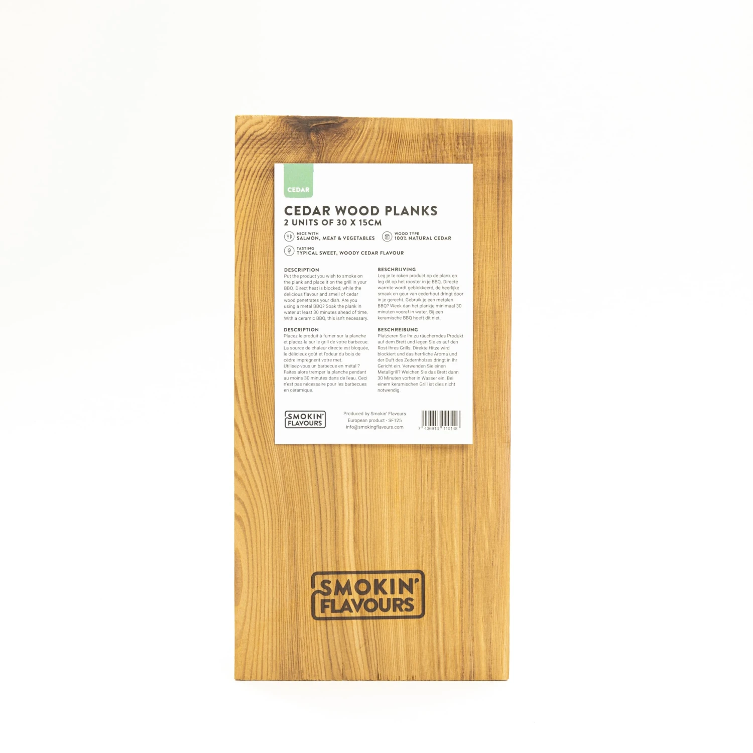 Smokin' Flavours Cederhouten Planken | Set Van 2 | 30 X 15 X 1,1 Cm 3 Smokin' Flavours Cederhouten Planken | Set Van 2 | 30 X 15 X 1,1 Cm